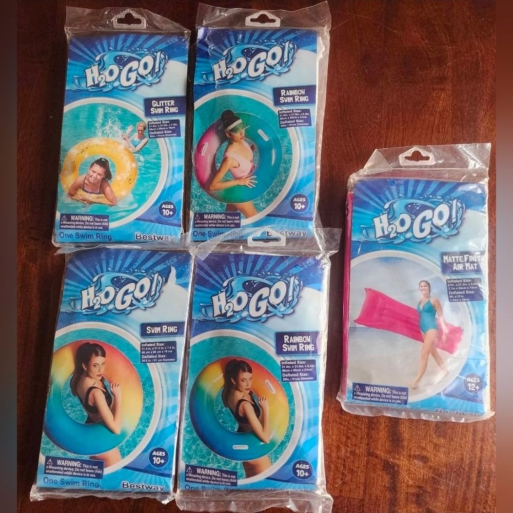 ALL 4 Swim Ring Floats & One Bestway Air Mat Float
